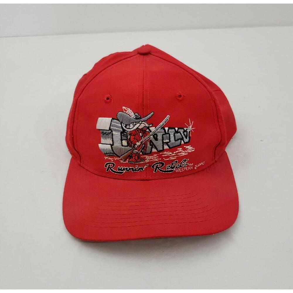 UNLV Runnin' Rebels Vintage 1989 Snapback Adjustable Red Hat Cap Western Supply